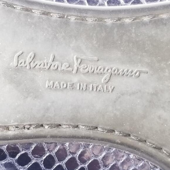 Salvadore Feragamo Women's Blue Python Loafers, Size 8 - Picture 8 of 11